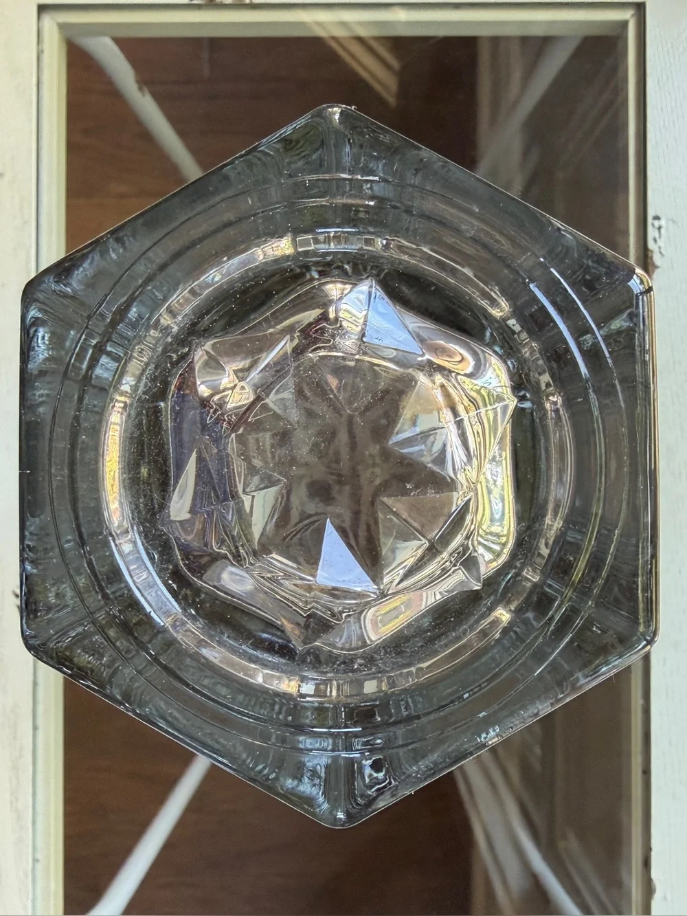 Heavy Crystal Vase, Geometric Hexagon Design, Glass Decorative Vase. G22